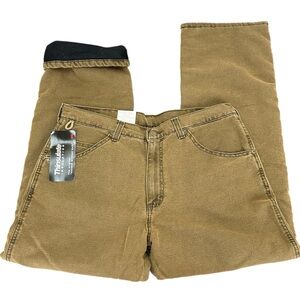 Wrangler Brown‎ Rugged Wear Woodland Thermal Relaxed Fit Jeans Thinsulate 34X30